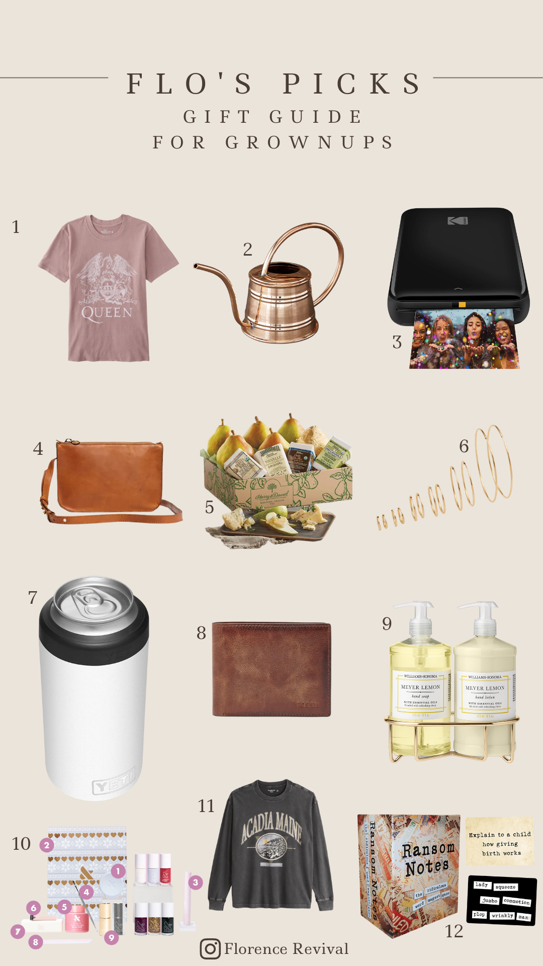 Katie's gift guide for grownups - listing 12 items that she recommends for adults.