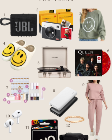 Gift guide for teens - images of all gifts suggested.