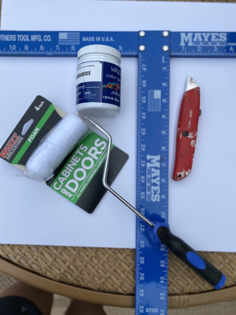 Supplies used for painted harlequin floors.