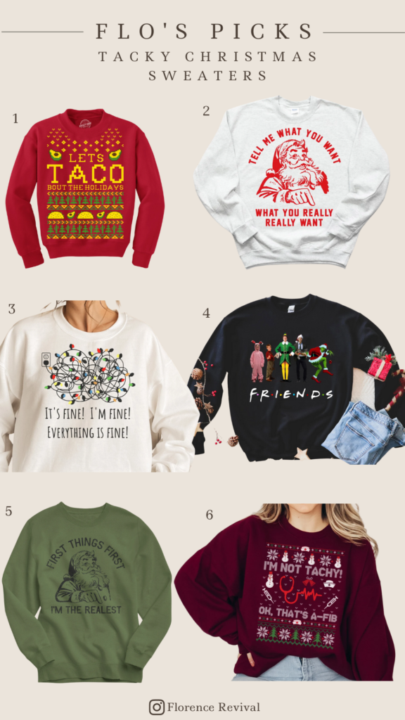 Tacky Christmas Sweaters for your fun-loving holiday parties.
