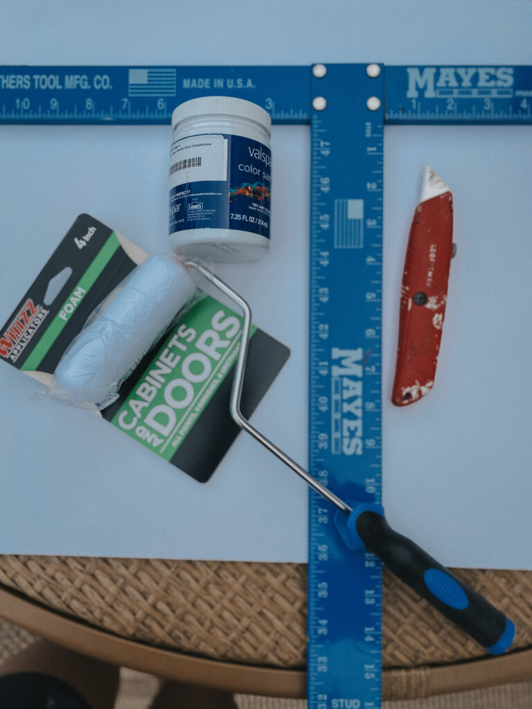 Supplies used for painted harlequin floors.